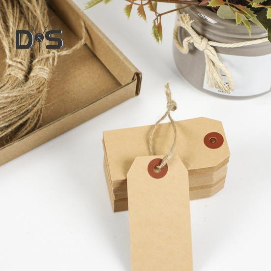100 Pcs Kraft Paper Shipping Tags with String Empty Cardboard Sale Price Tag Name Gift Hang Tag for Jewelry Clothing Inventory Labeling