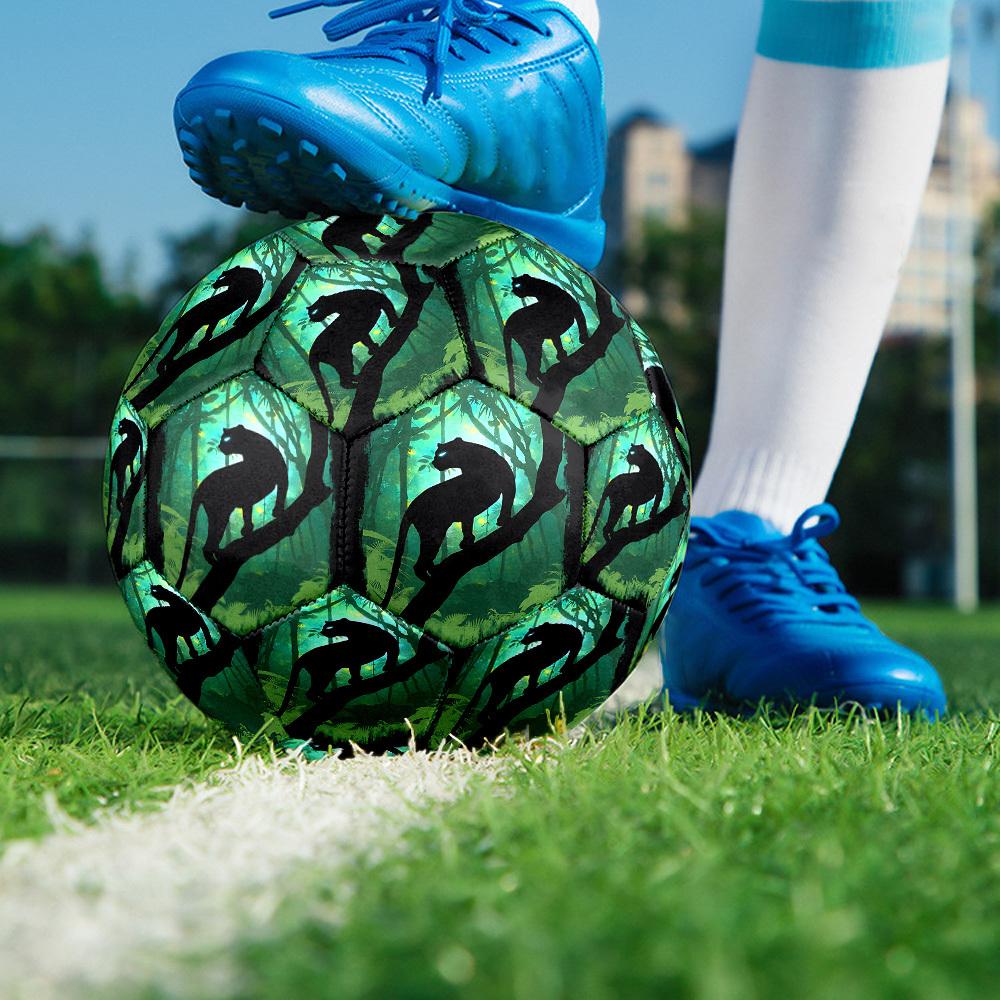 1pc Jungle Panther Silhouette Size 5 Soccer Ball Professional Match Training Football Indoor &Outdoor Sports Ball Lightweight Durable C6510