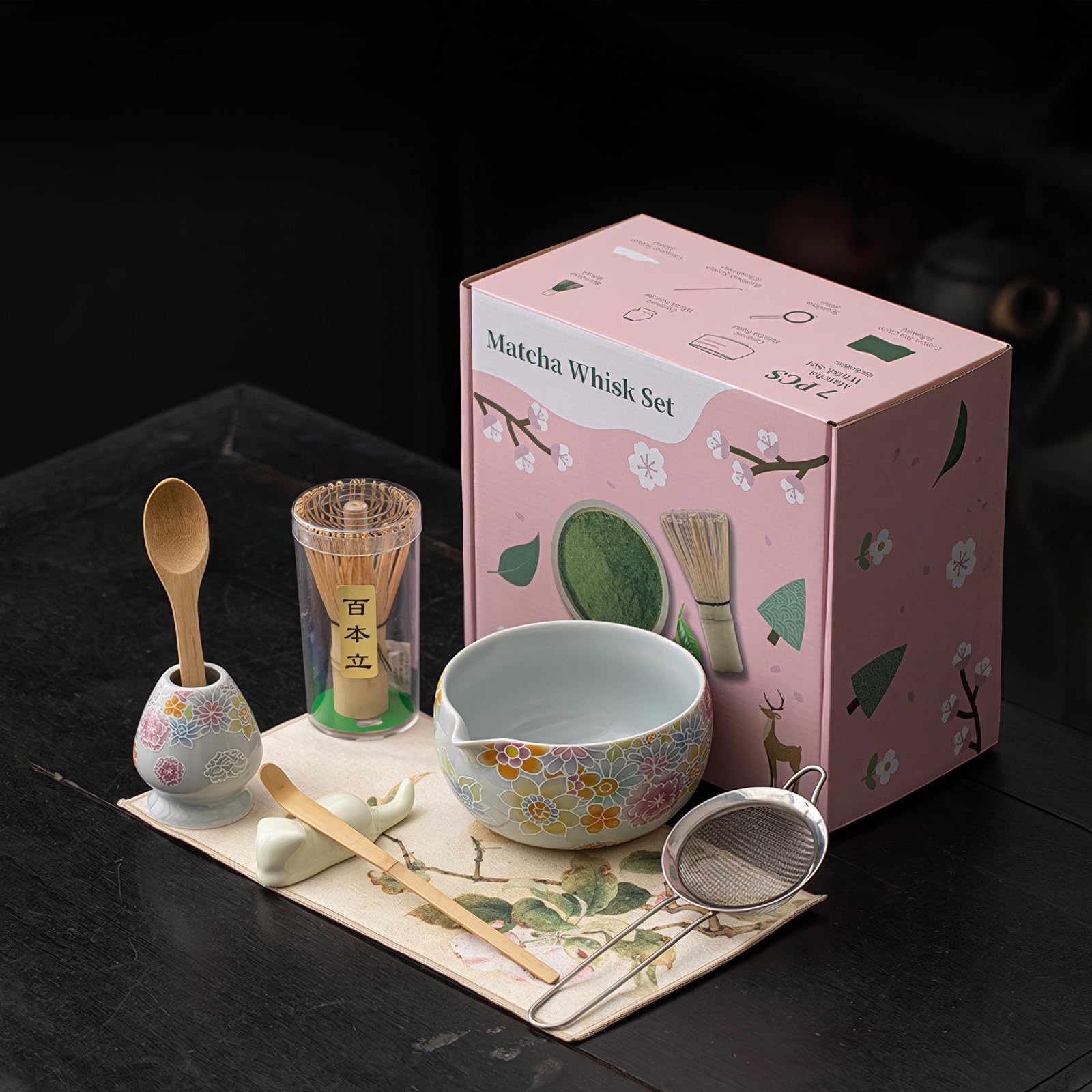 

JIKANNOYA Matcha Set Perfect for Home and Home Tea Includes Matcha Tea Tea Scoop Tea Whisk Whisk Cotton Tea and Matcha Easy to A stylish set perfect