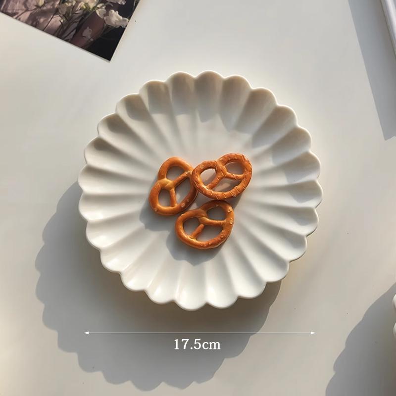 Ahundjiaz-Nordic Pure White Ceramic Plate Set, Dessert, Breakfast, Pasta, Western, Home Tableware, Kitchen Plates Sets