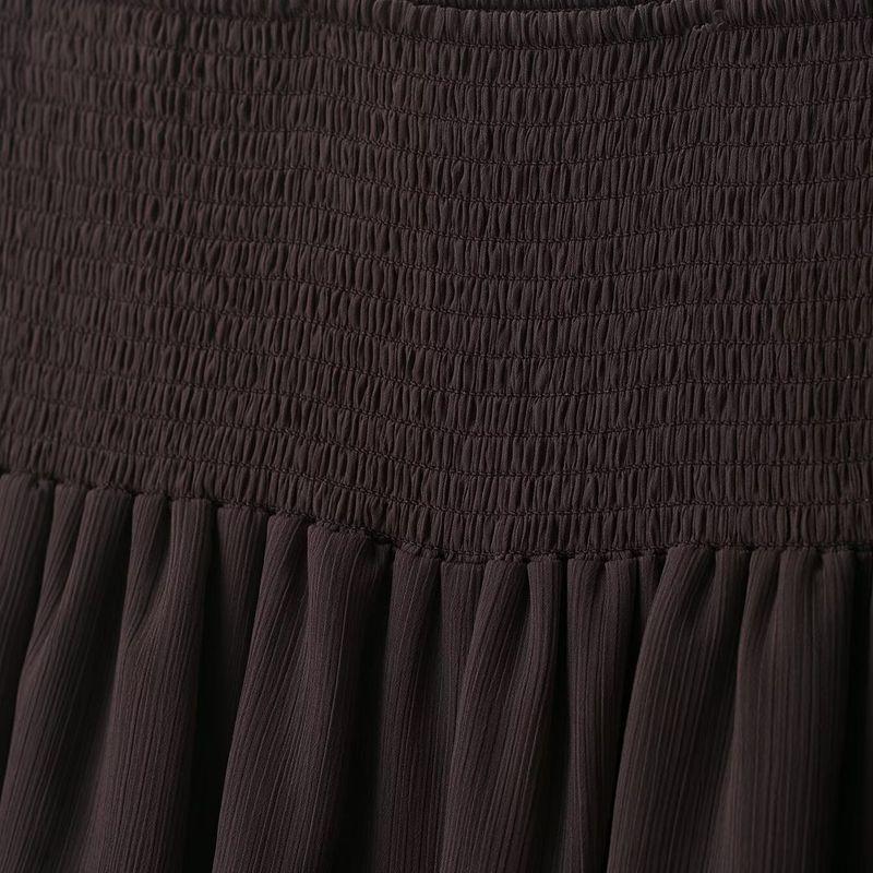 Kaslead New Women Clothes Western Style Fashion Simple and Versatile Frill Laminated Half Body Long Dress