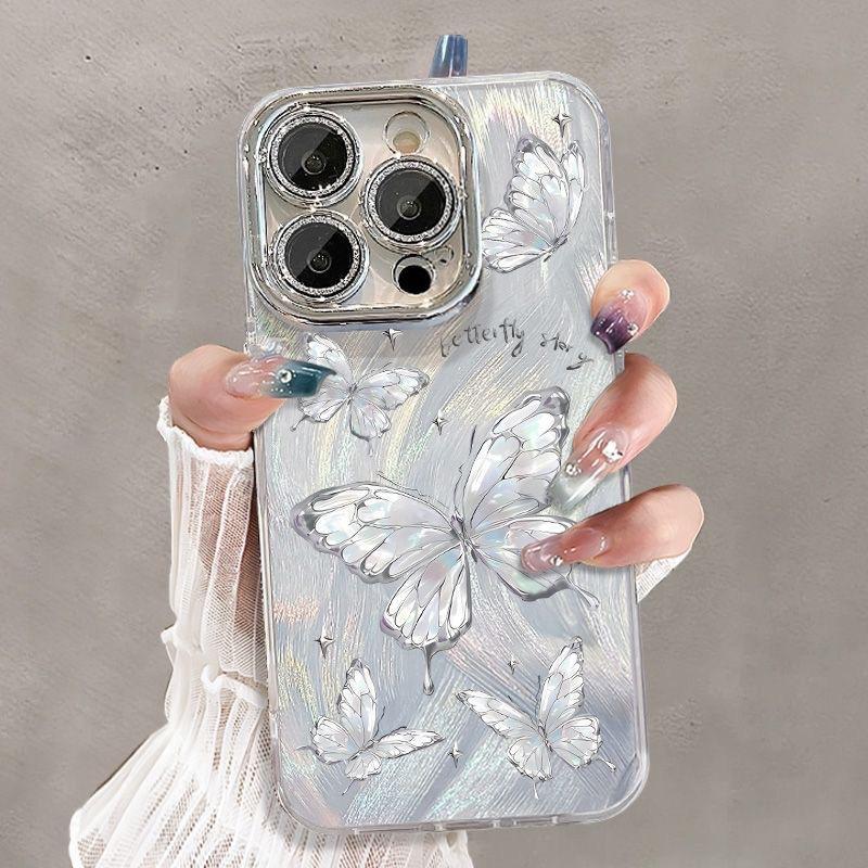 Colorful butterfly for Apple 16promax 15 mobile phone case iphone14 13 12 Simple soft shell XR X