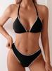 European & American Sexy Halter Backless Bikini - Slim Floral Triangle Two-Piece Swimsuit for Women