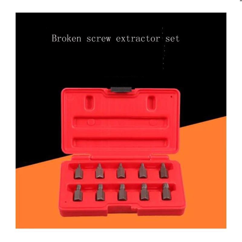 10-Piece Bolt Extractor Broken Screw Nut Removal Tool Multi-spline Broken Stud Sliding Tooth Removal Hexagonal Head