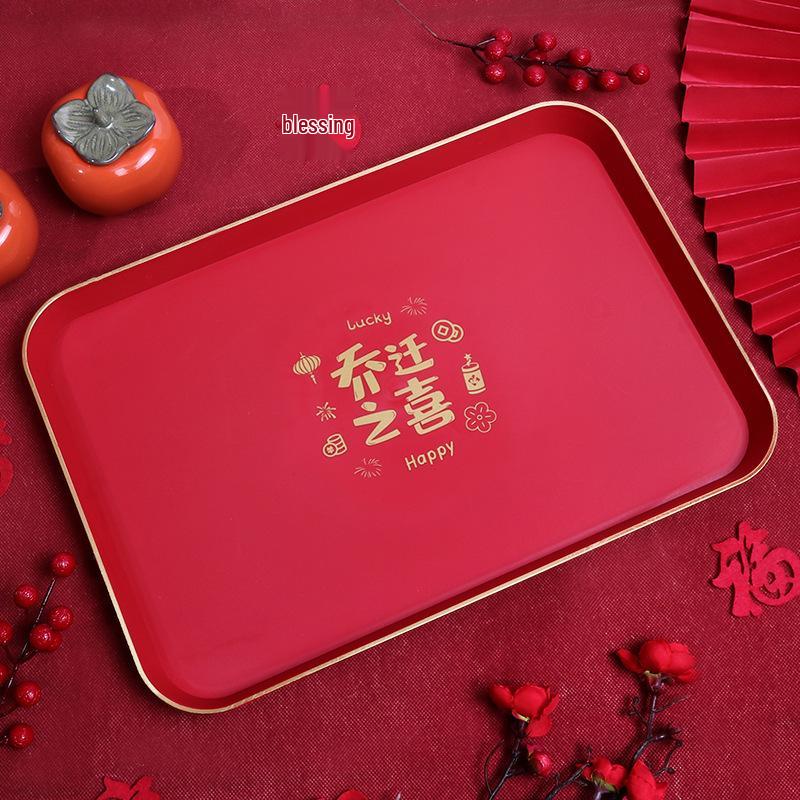 Gold Rimmed Toasting Tea Ceremony Tray for Housewarming Celebrations