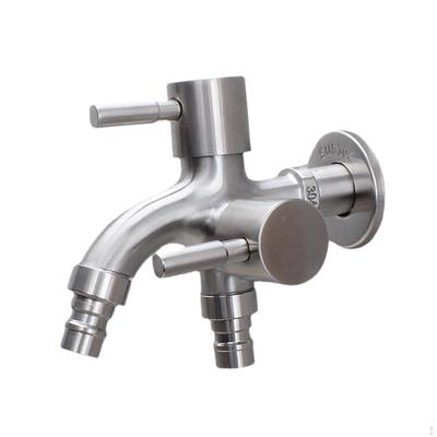 Stainless Steel Water Faucet for Washing Machine Sink Basin Tap with 2 Switch Handles