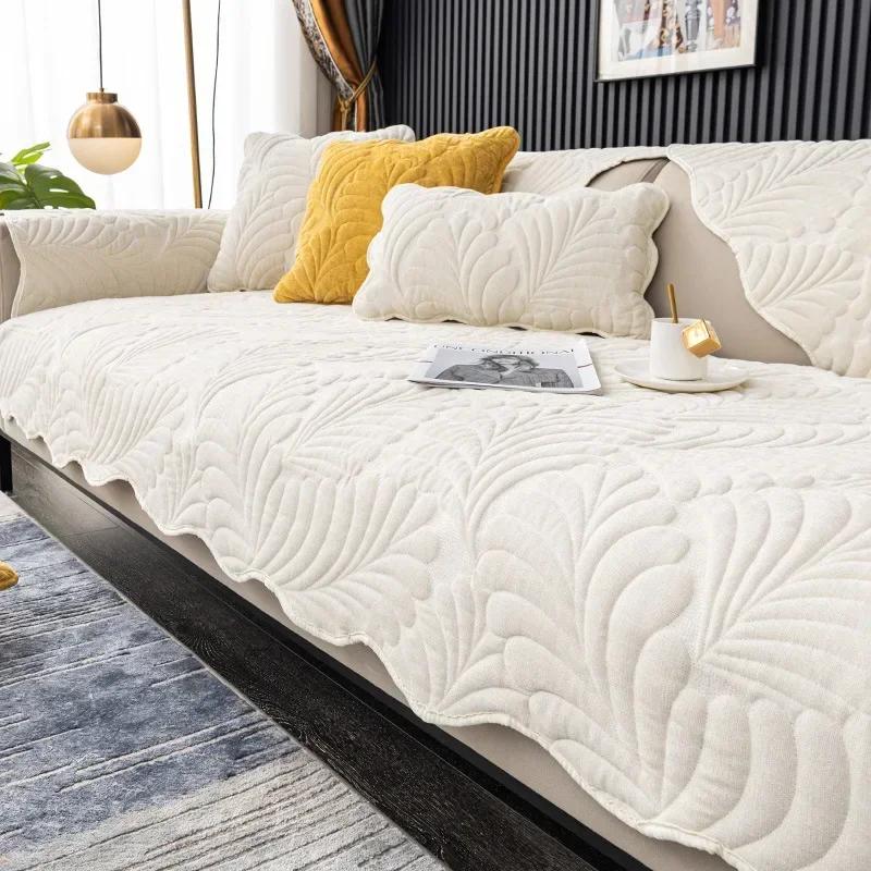 Thick Plush Sofa Covers Non-Slip Solid Color Sofa Cushions for Living Room Winter Warm L Shape Sofa Cover Couch Protector