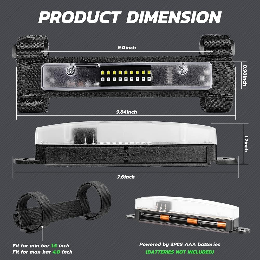 UTV Interior Dome Light, Lumimotor Universal Roll Bar Mount LED Light For UTV ATV Polaris RZR Can-Am Ranger Pioneer Talon Yamaha Kawasaki Off Road -