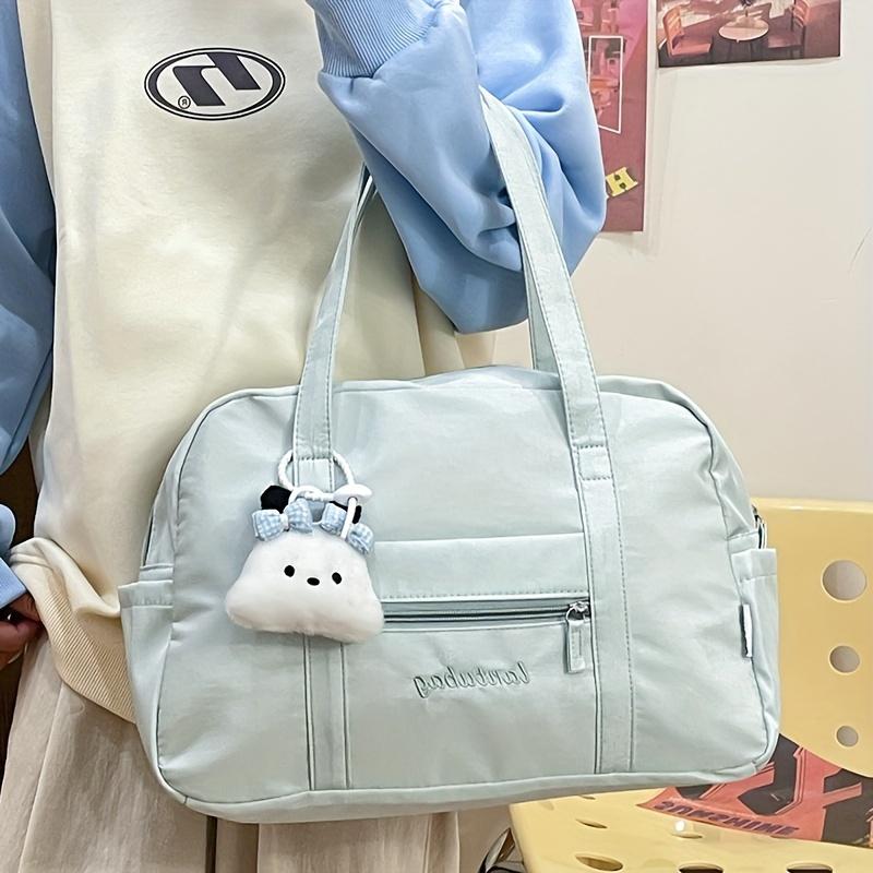 Chic Nylon Tote Bag for Women Lightweight, Large Capacity, Casual Korean-Style Fitness & Travel Shoulder Bag with Zipper