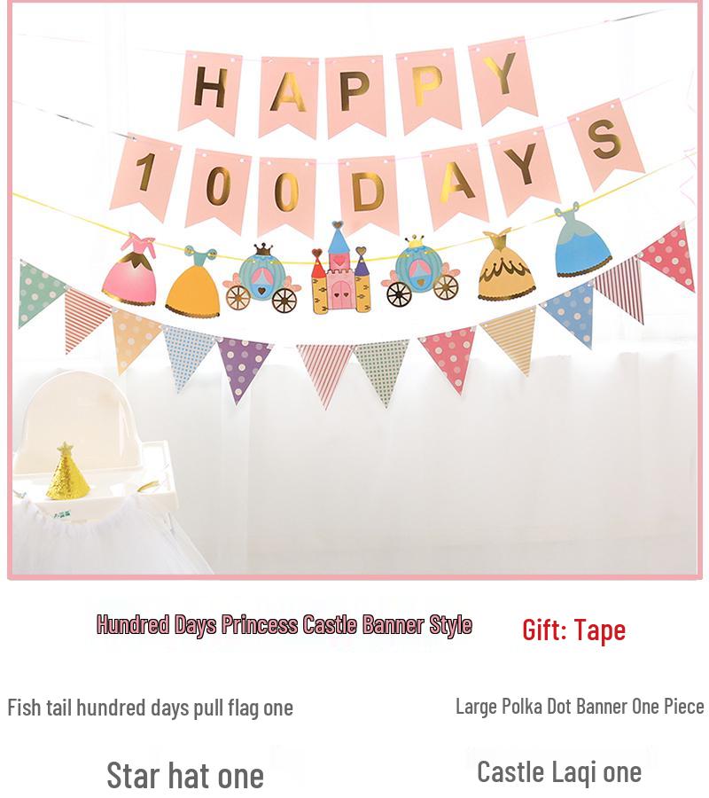 Baby's First Birthday & Full Moon Celebration Decoration Set: Banner, Balloons, and Wall Ornaments