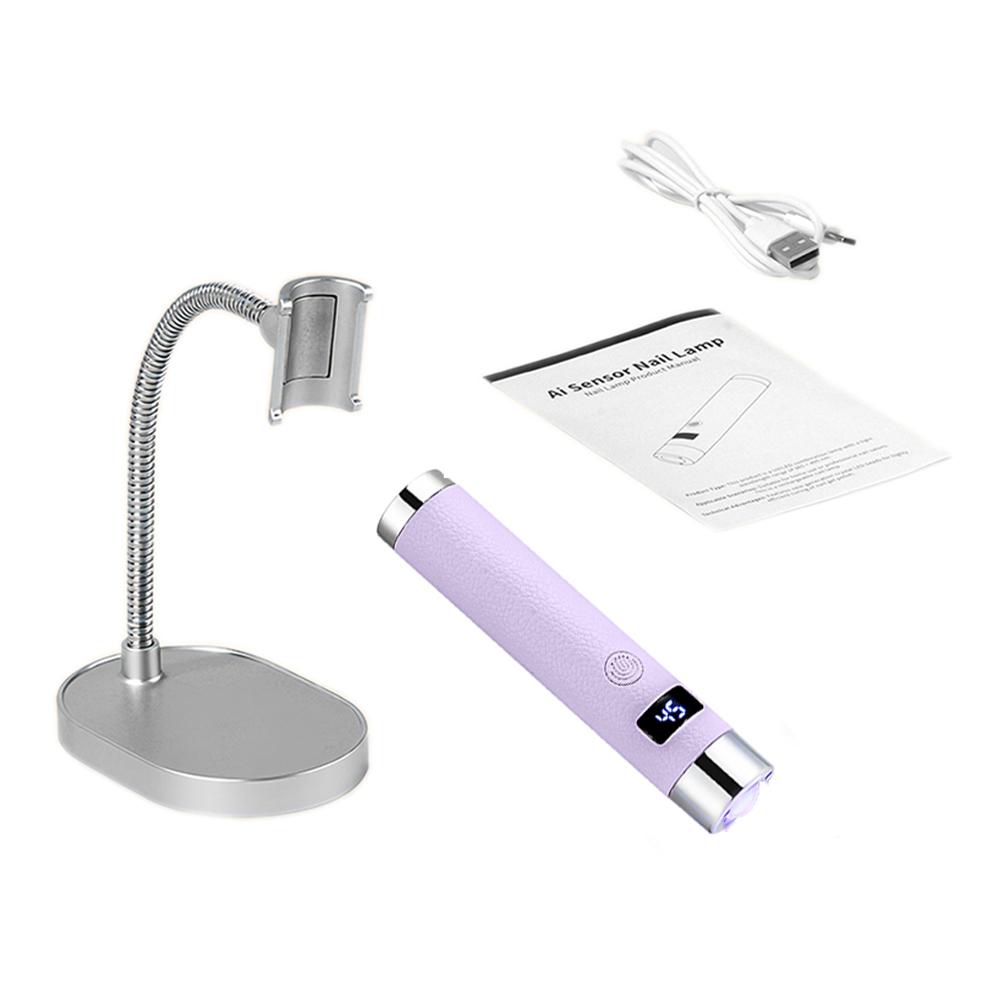 Portable UV Nail Lamp Handheld Stand USB Rechargeable Gel Nails Lamp With Flexible Hose LED Therapy Light Nail Art Tools фиолетовый