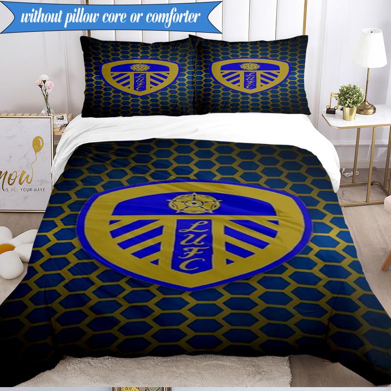 3-teiliges Weiches Bettwäscheset mit Leeds-Wappen-Design, Inklusive 1 Bettbezug und 2 Kissenbezügen, Perfekt für Schlafzimmer, Wohnheim, Fan-Geschenk