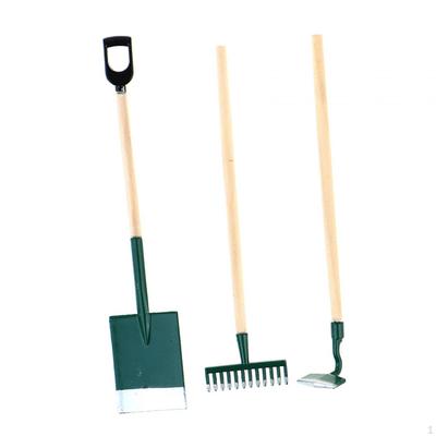 3 Pieces 1/12 Dollhouse Gardening Tools, Miniature Garden Tools Set, Accessories