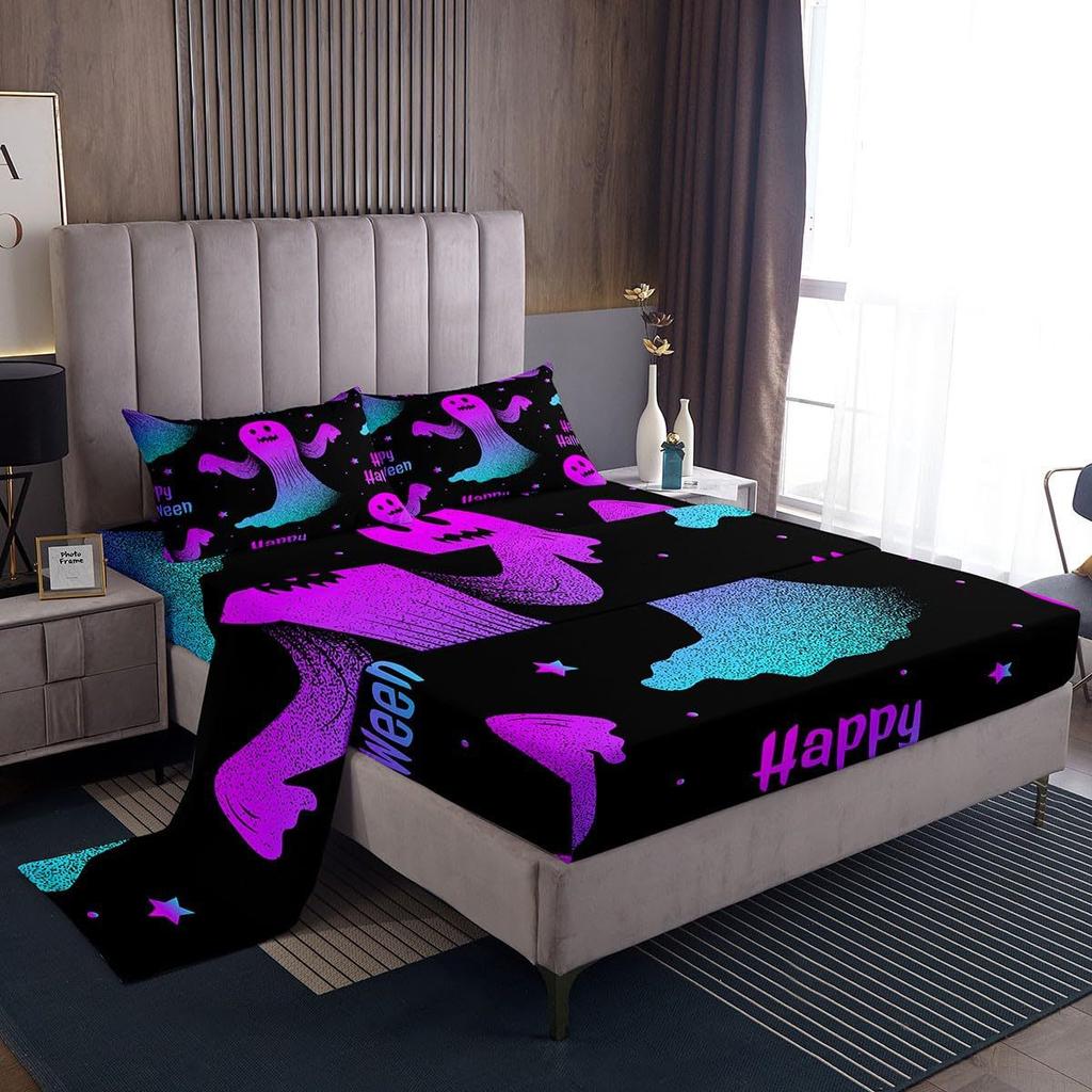 Cartoon mushroom pattern mattress four-piece bedding set bedroom dormitory bedding decoration