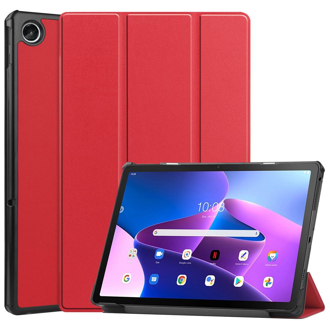 Для Lenovo Xiaoxin Pad 2022, чехол Tab M10 Plus 3-го поколения, 10,6 дюйма; TB128FU TB125FU Чехол Funda Tablet Tri-Fold Крышка-подставка из полиуретана M10 Plus 3rd Gen красный
