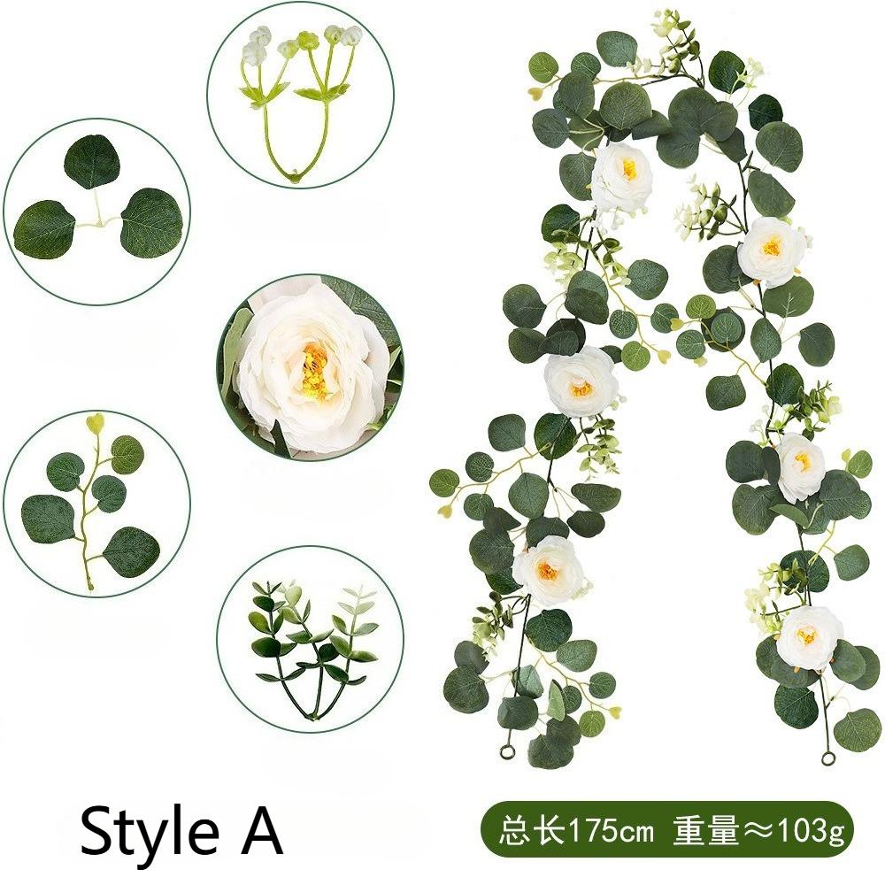 1pc Simulated Rattan Wisteria Eucalyptus Garland,Artificial Green Rattan,Suitable for Birthday Parties,Wedding,Holiday Gathering