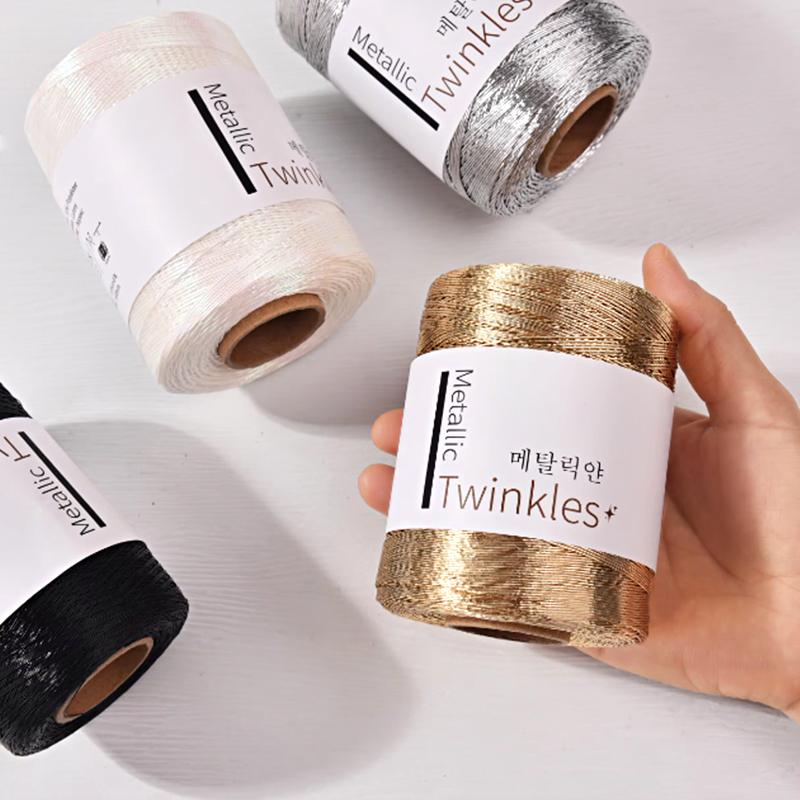 Gold Silver Color Yarn Thread Handmade Woven Bag Woven Crochet Knitted Clothes Yarn Line Cord DIY Embroidery Sewing Accessories