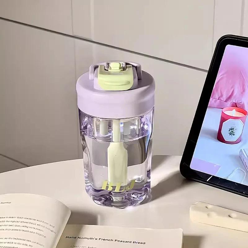 570/700ml Cute Water Bottle Sport Tumbler For Girls Kids Plastic Aesthetic Ice Hot Coffee Tea Juice Cup School Drinking Bottle
