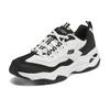 Skechers DLites Fabric Synthetic Leather Round Toe Lace-Up Low Top Dad Shoes Men Sneakers White Black 237226-WBK