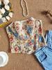 Summer Retro Floral Print Bandeau Top - Fishbone Style