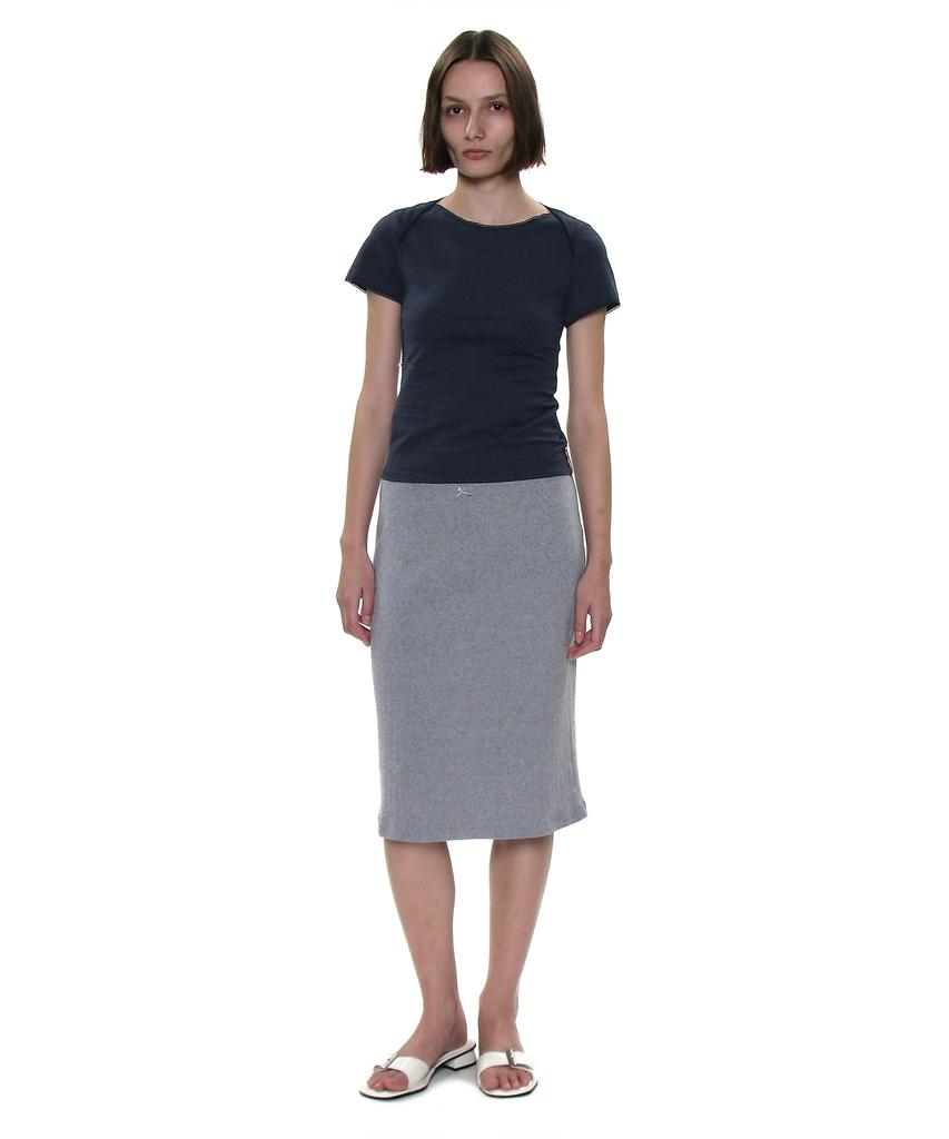 Partimento Woman Pwc Lace Trim Eyelet Midi Skirt_Melange