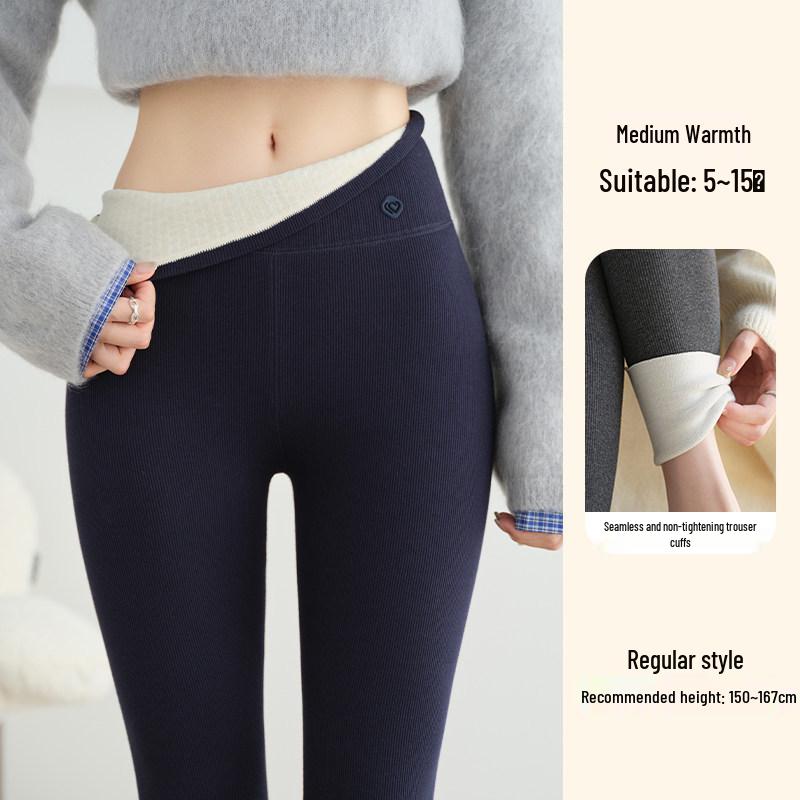 Women's High-Waist Wool Leggings: Warm, Seamless, Thickened, Plus Velvet, Slimming Cotton Pants for Autumn and Winter.