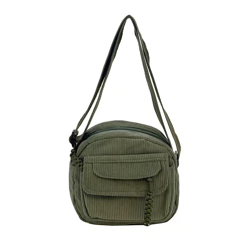 

Foreign style bag messenger bag net red envelope niche shoulder bag corduroy simple commuter women s bag темно-зелений колір
