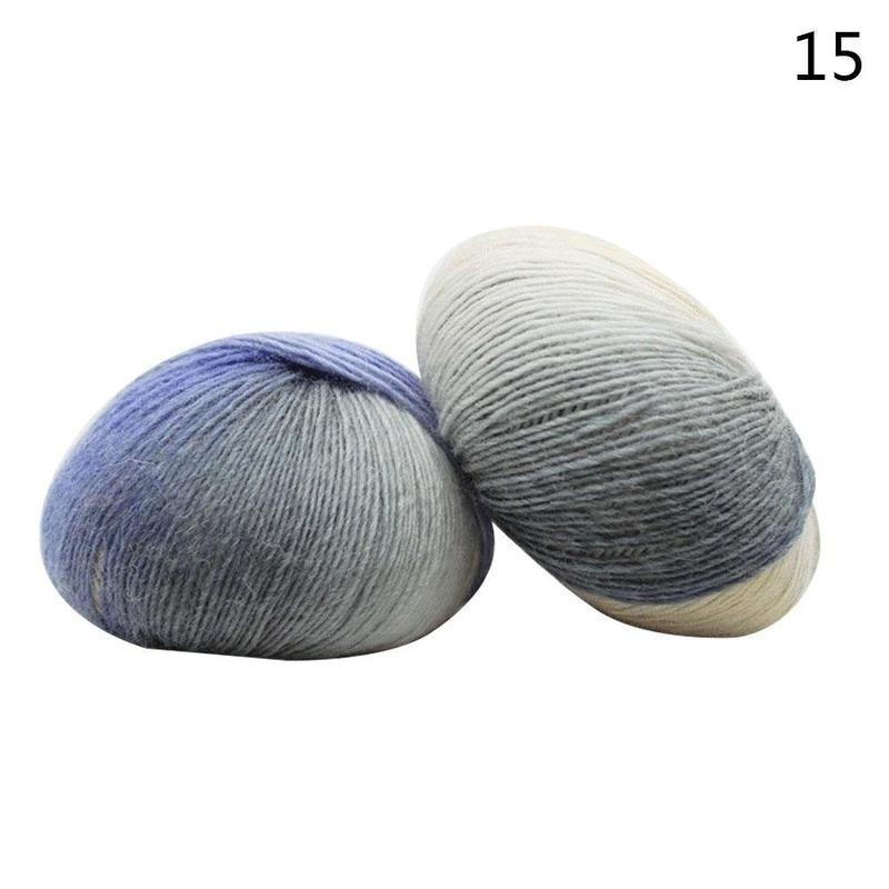 5 Rolls 50g/ball Worsted Section-dyed Rainbow Yarn 100% Pure Wool Yarn for DIY Hand Knitting Crochet Shawl Scarf Thread