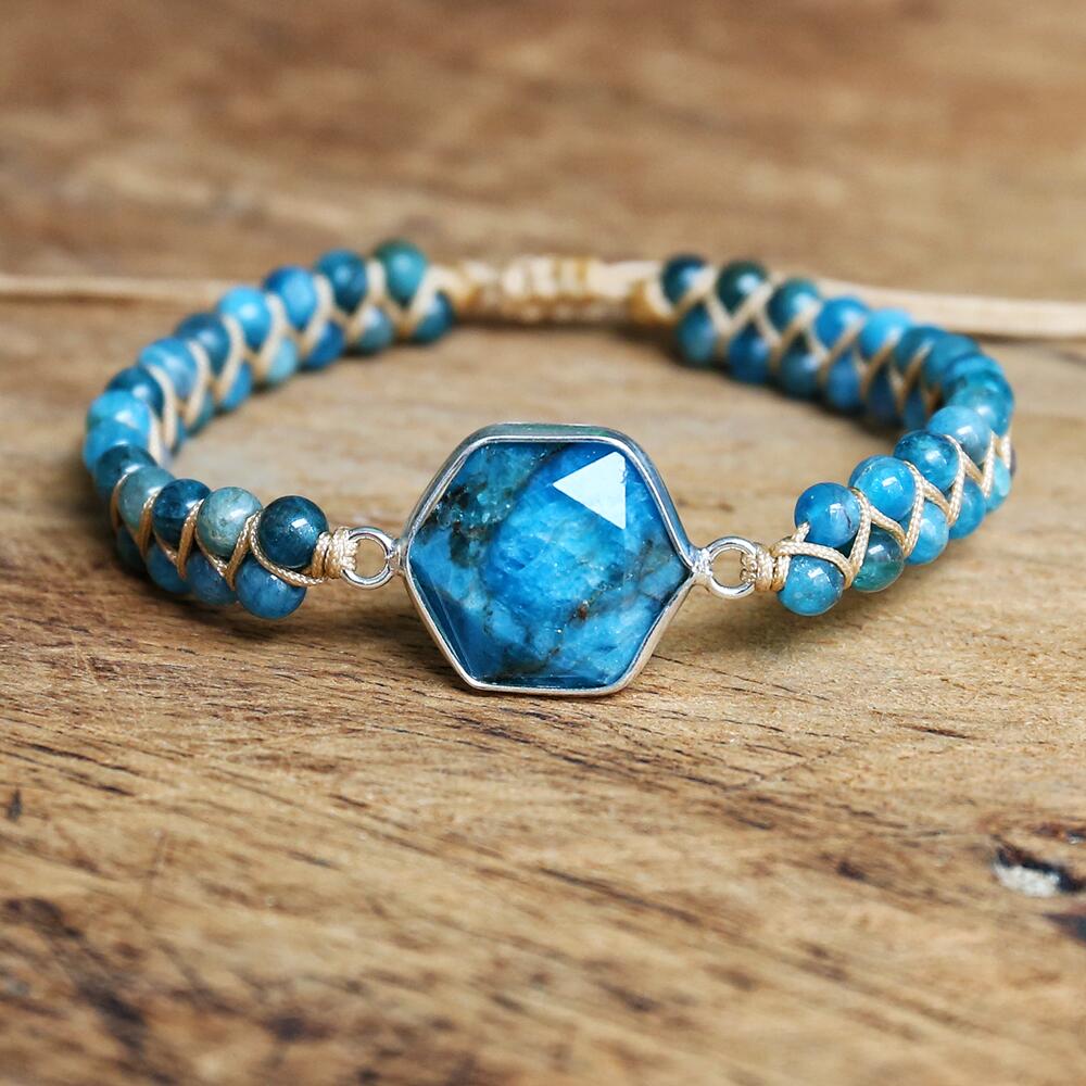 4mm Apatite Beads Handmade Charm Bracelets Natural Stone String Braided Bracelets Bohemia Yoga Friendship Couple Bracelet Gift