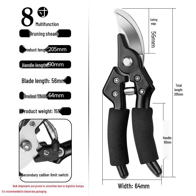 Heavy-Duty Stainless Steel Labor-Saving Pruning Shears for Garden and Bonsai, Multi-Functional Power Shears for Thick Branches
