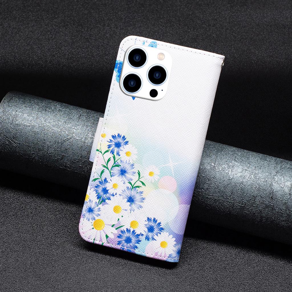 For iPhone 16 Pro Max Case Pattern Print PU Leather Phone Cover with Wallet