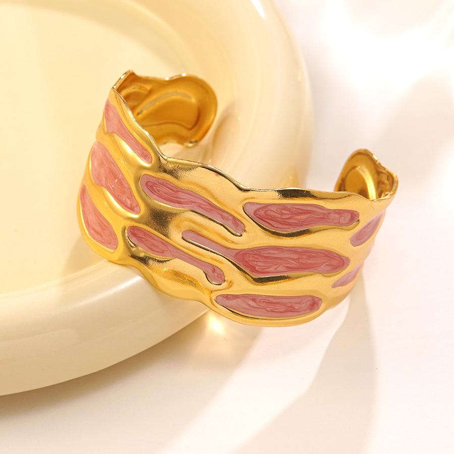 Fashionable Ladies' Oil-dripping Stainless Steel Open Bracelet, Versatile Stainless Steel Bracelet Factory