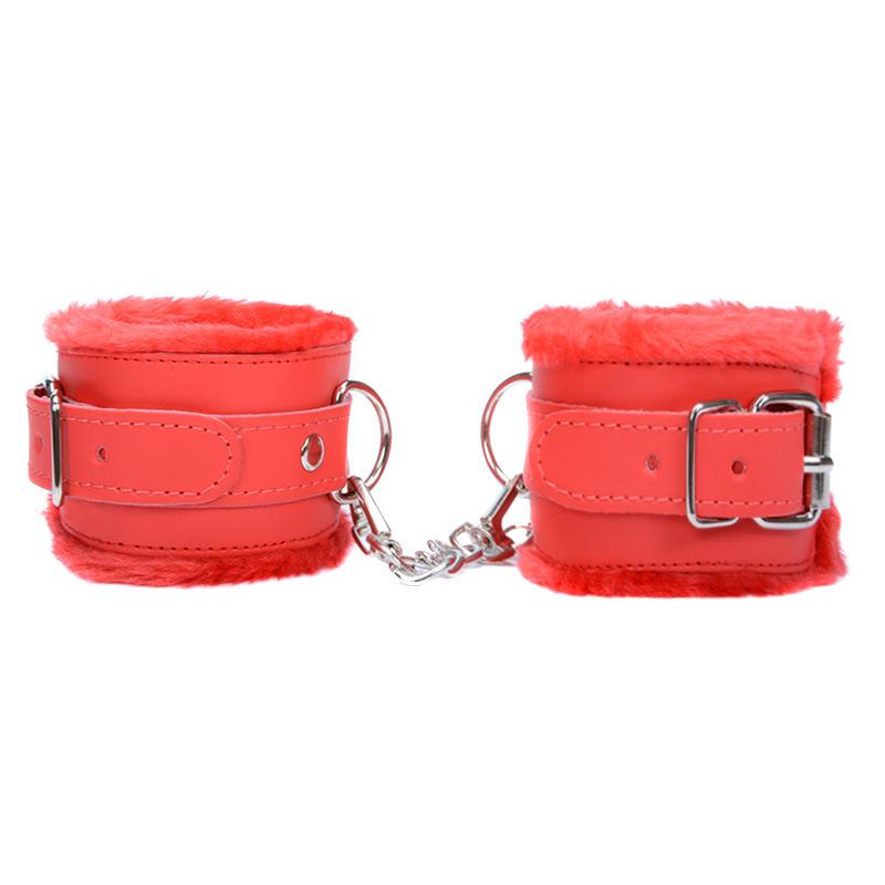 Sexy Adjustable PU Leather Plush Hand Cuffs Ankle Cuff Restraints BDSM Bondage Sex Toy Sex Bondage Exotic Accessories for Women