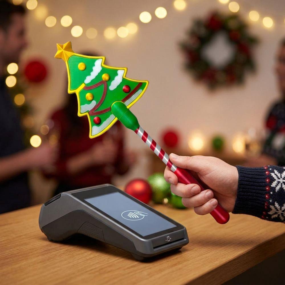 3D Printed Christmas Payment Magic Wand Non-Contact Xmas Credit Card Holder Checkout