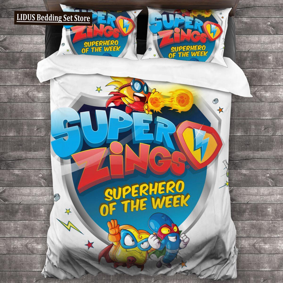 

Комплект постельного белья Super Zings Односпальный Полуторный Двуспальный Евро Кинг-сайз Комплект для кровати Взрослый Мальчики Спальня Комплекты пододеяльников 3D-принт Аниме Игра 200X200 EU single(135x200cm)