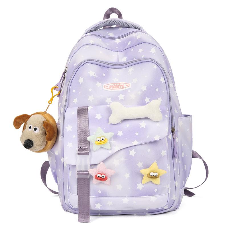 

Школьный рюкзак для школьников средней школы, женский рюкзак с принтом звезд, водоотталкивающий студенческий рюкзак большой вместимости фиолетовый