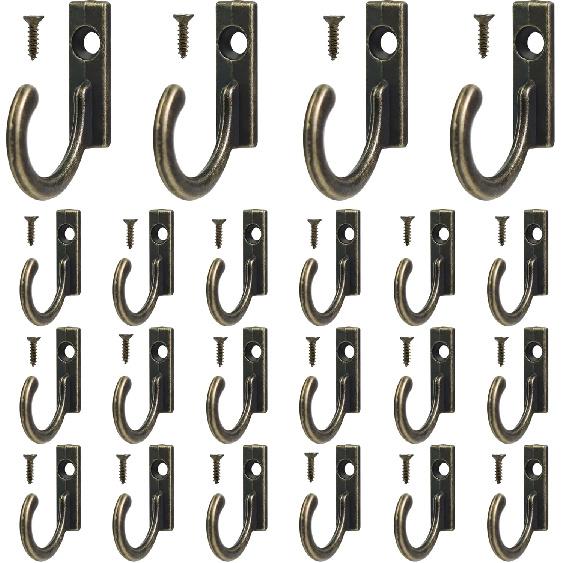 40 Pieces Key Hooks Black Small Hooks Wall Mounted Single Hook for Hanging Clothes Hat Jewelry Hanging Kitchen Bathroom Towels Farmhouse Retro Small