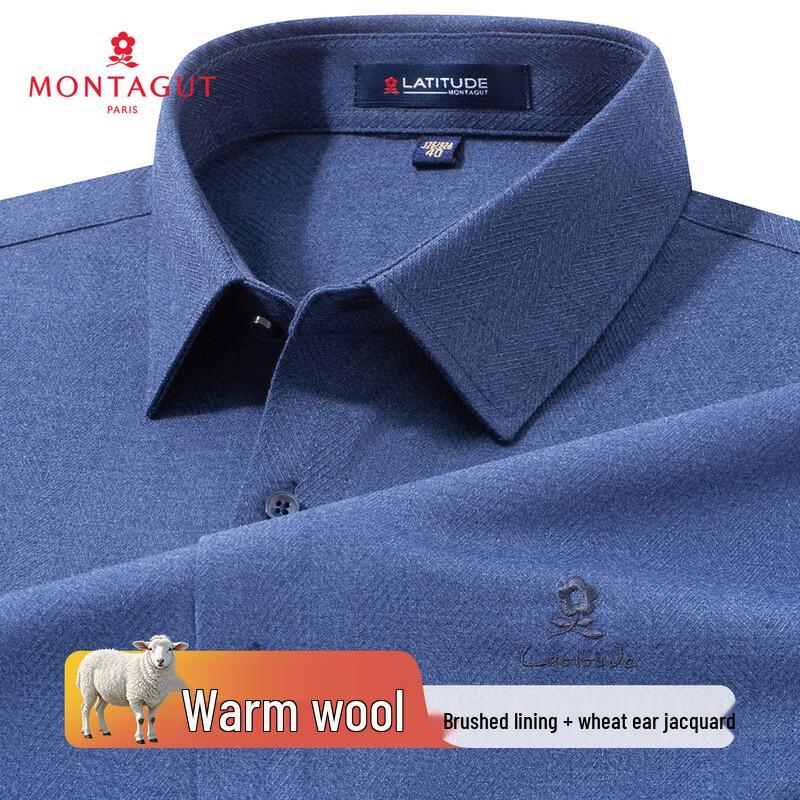 

MONTAGUT Men s Wool Blend Jacquard Long Sleeve Shirt 40