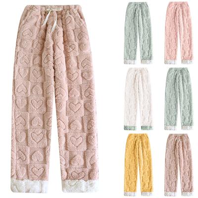 Women's Thermal Fleece Pockets Pajama  Warm Casual Trousers Home Pajama Pants