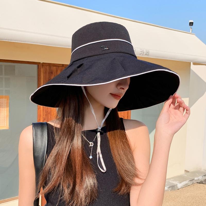 Summer Hat Women's High Quality Metal Standard Sun Protection Bucket Hat Travel Vacation Windproof Sun Hat Thin