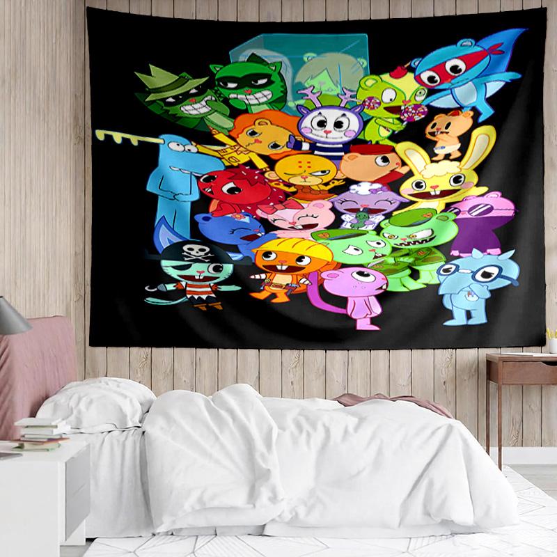 Happy Tree Friends5 Tapestry for Bedroom Aesthetic Classroom Tapestries Wall Hanging for Living Room Dorm Office,Ideal Creative Gift