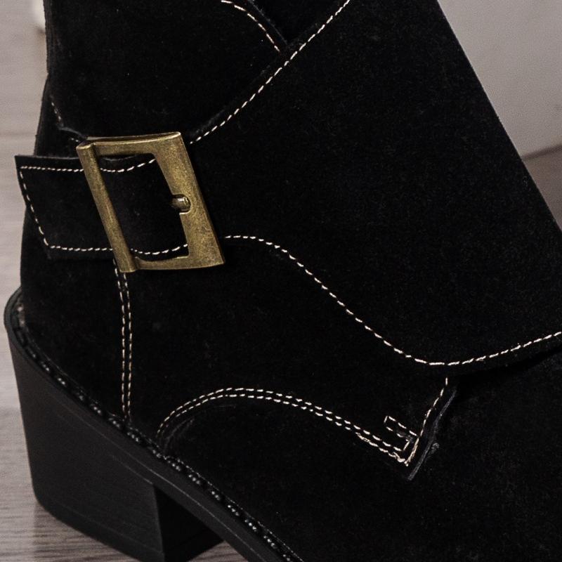 2024 Autumn Casual Women's Ankle Boots Retro Modern Boots Women Belt Buckle Pointed Toe Square Heel Shoes Women Zapatos
