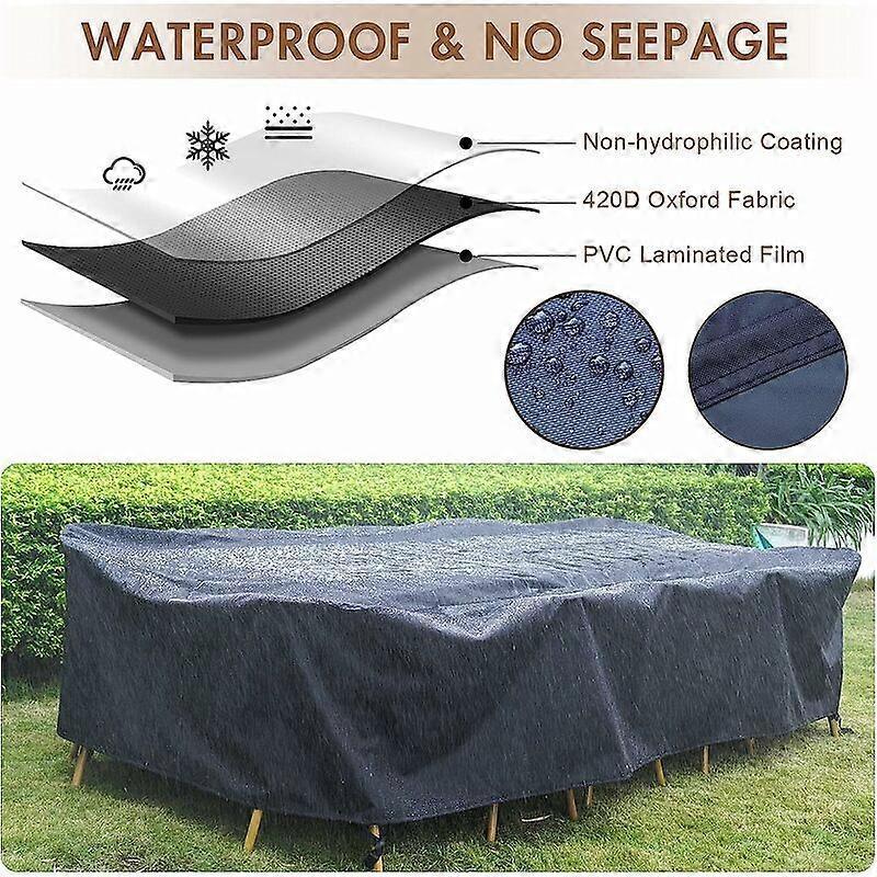 300cm Garden Furniture Cover, Rectangular Garden Furniture Cover, Waterproof Cover for Table Chair Sofas, Outdoor Garden Furniture Cover, 300x142x67c