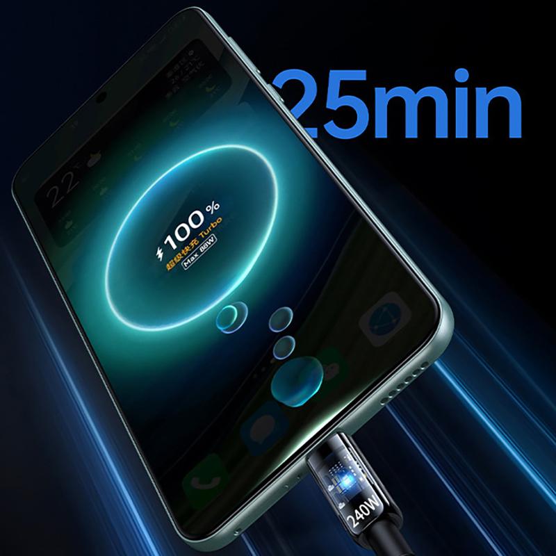 240W Usb Type C Cable Fast Charging Cable For Laptop Tablet Iphone 16 15 Samsung Xiaomi 15 Huawei Phone Usb C Charger Cord 1M 2M