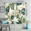 2pcs Tropical Leaf Print Blackout Curtains - High-Quality Polyester   Easy Installation   No Rod Needed   Ideal for Bedroom   Living