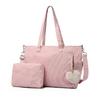 Women's Handbag, Corduroy Shopper Bag, Large School Bag Pink