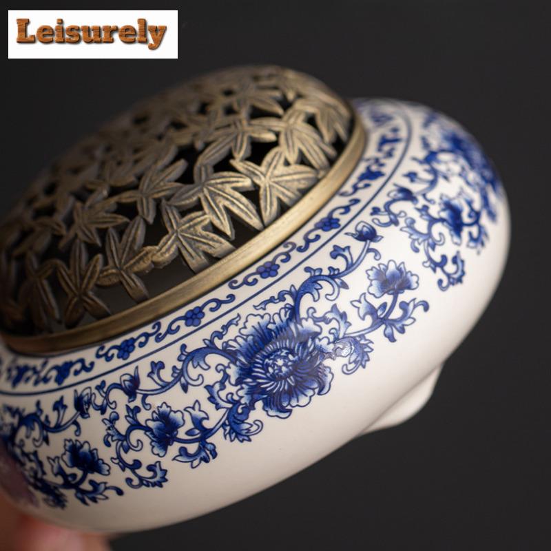 Räuchergefäß aus blauem und weißem Porzellan, Zen-Räuchergefäßhalter, Aroma-Räuchergefäßhalter, Büro-Teetisch-Ornamente, Kunsthandwerk