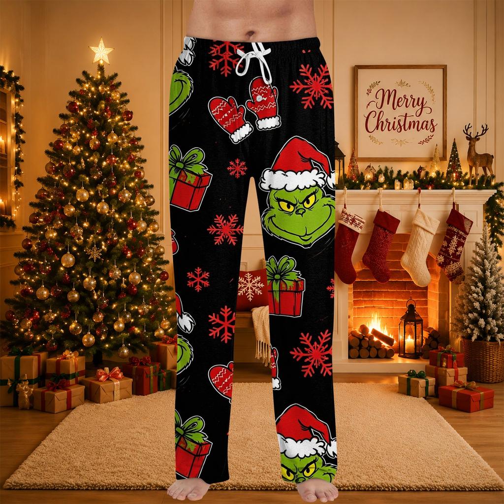 Herren Weihnachts-Print Schlafhose