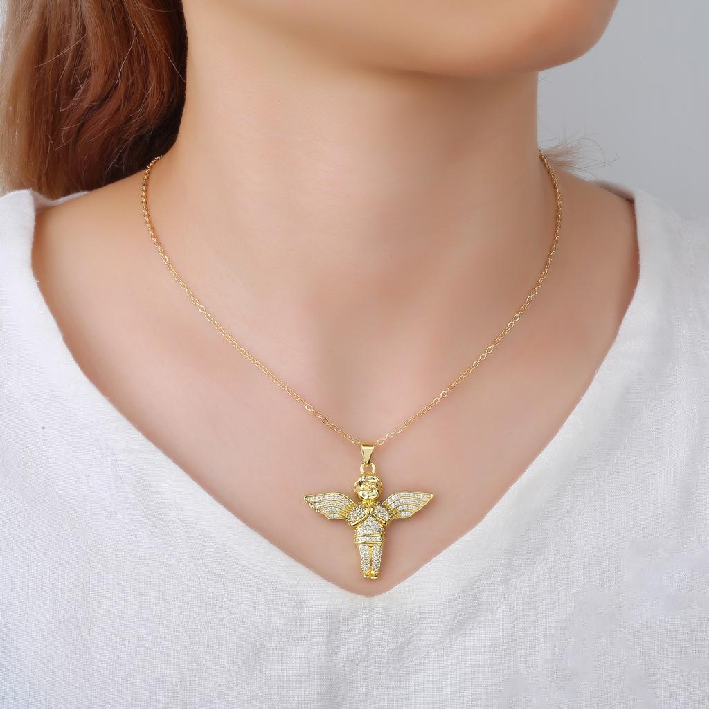 New Arrival Religion Moon/Arch Shaped Virgin Mary Jesus Zirconia Pendant Necklace Elegant Vintage Charm Jewelry Gift for Women