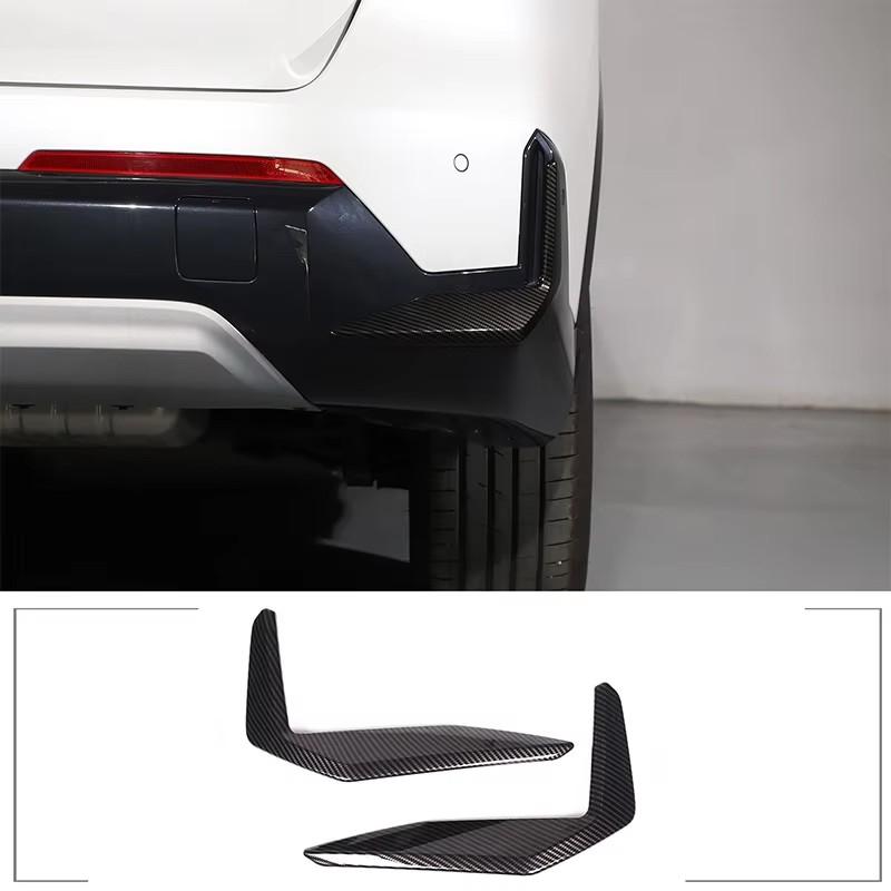 For BMW X1 iX1 U11  2024 ABS Carbon fiber/Black Car Front Bumper Side Molding Cover Trim Accessories Rear Carbon Fiber